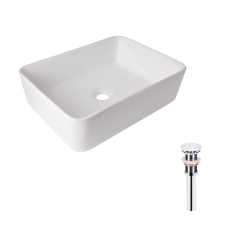 Комплект Qtap Tern: Раковина накладна прамокутна 480х370х135 мм White + Донний клапан PU02