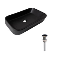 Комплект Qtap Scorpio: Раковина накладная прямоугольная 550х390х120 мм Matt Black + Донный клапан PU03