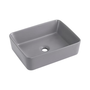 Раковина накладна Qtap Tern 480x370x135 мм, Stone grey, прямокутна, з донним клапаном QT17116069SG