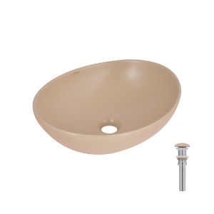 Раковина накладная Qtap Dove 415x340x140 мм, Beige, овальная, с донным клапаном QTDOV188SB49784