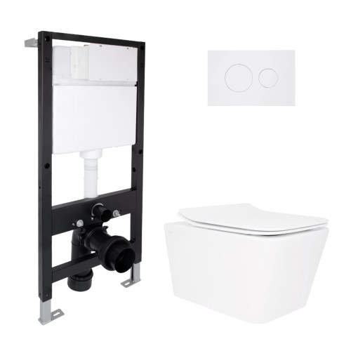Готове рішення Qtap для ванної кімнати: підвісний унітаз Crow Rimless 520x360x290 + комплект інсталяції Standard (кругла клавіша White)