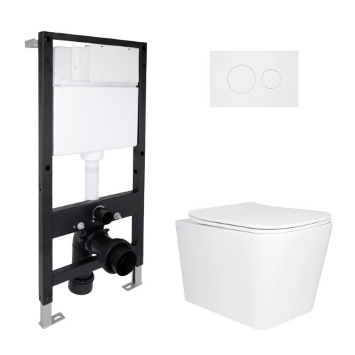 Готове рішення Qtap для ванної кімнати: підвісний унітаз Tern Ultra Quiet 525x345x360 + комплект інсталяції Standard (кругла клавіша White)