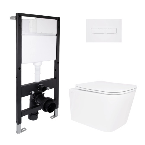 Готове рішення Qtap для ванної кімнати: підвісний унітаз Crow Rimless 485x340x330 + комплект інсталяції Standard (лінійна клавіша White)