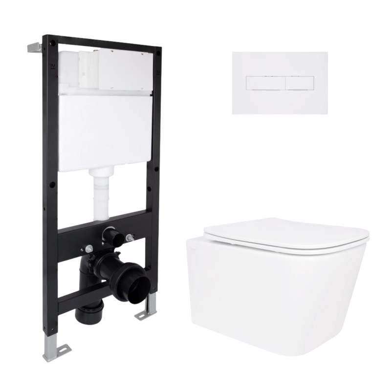 Готове рішення Qtap для ванної кімнати: підвісний унітаз Crow Rimless 485x340x330 + комплект інсталяції Standard (лінійна клавіша White)