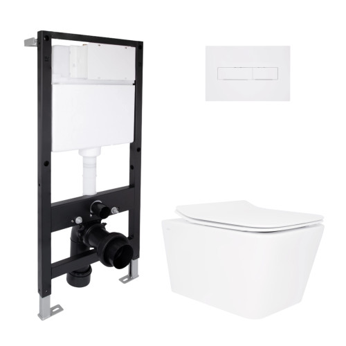 Готове рішення Qtap для ванної кімнати: підвісний унітаз Crow Rimless 520x360x290 + комплект інсталяції Standard (лінійна клавіша White)