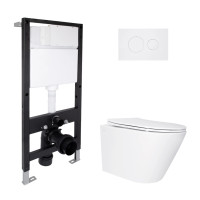 Готове рішення Qtap для ванної кімнати: підвісний унітаз Swan Ultra Quiet 485x360x320 + комплект інсталяції Standard (кругла клавіша White)