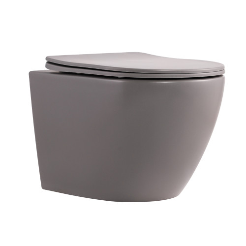 Унітаз підвісний Robin Ultra Quiet 490×365×325 мм, Stone Grey, з сидінням Slim Duroplast / Soft-close / Quick Release QT13332381АSSG Qtap