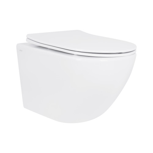 Унітаз підвісний Jay Rimless 485×360×320 мм, White, з сидінням Slim Duroplast/ Soft-close/ Quick Relase QT07335177RW Qtap