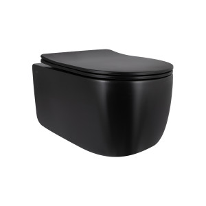 Унітаз підвісний Qtap Taurus Ultra Quiet 515×360×350 мм, Matt Black, з сидінням Slim Duroplast / Soft-close / Quick Release QTTAU28BLM50504