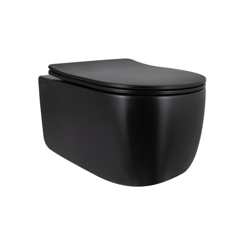 Унітаз підвісний Qtap Taurus Ultra Quiet 515×360×350 мм, Matt Black, з сидінням Slim Duroplast / Soft-close / Quick Release QTTAU28BLM50504