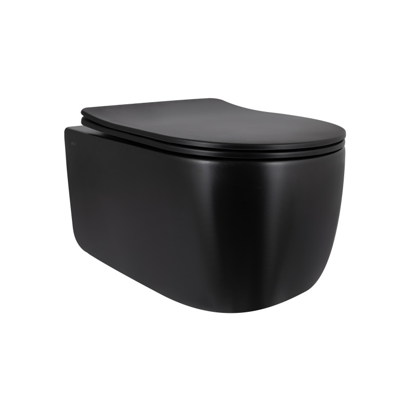 Унітаз підвісний Qtap Taurus Ultra Quiet 515×360×350 мм, Matt Black, з сидінням Slim Duroplast / Soft-close / Quick Release QTTAU28BLM50504
