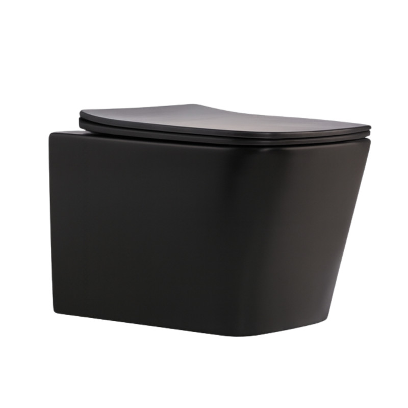 Унітаз підвісний Qtap Tern New Ultra Quiet безобідковий з сидінням Soft-close MATT BLACK QT17332303ASMB