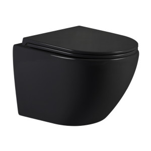 Унитаз подвесной Qtap Jay Ultra Quiet 485х360х320 мм, Matt Black, сиденьем Slim Duroplast/ Soft-close/ Quick Relase QT07335177MB
