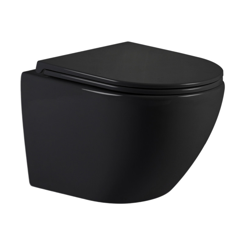 Унітаз підвісний Qtap Jay Ultra Quiet 485х360х320 мм, Matt Black, сидінням Slim Duroplast/ Soft-close/ Quick Relase QT07335177MB