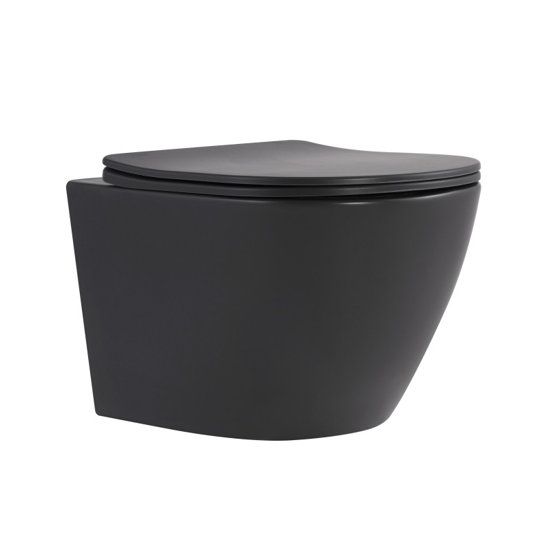 Унітаз підвісний Qtap Robin Ultra Quiet 520×365×340 мм, Anthracite, з сидінням Slim Duroplast / Soft-close / Quick Release QTROB26AN48995