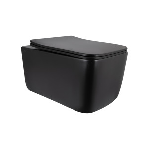 Унітаз підвісний Qtap Gemini Ultra Quiet 485×340×350 мм, Matt Black, з сидінням Slim Duroplast / Soft-close / Quick Release QTGEM28BLM50505