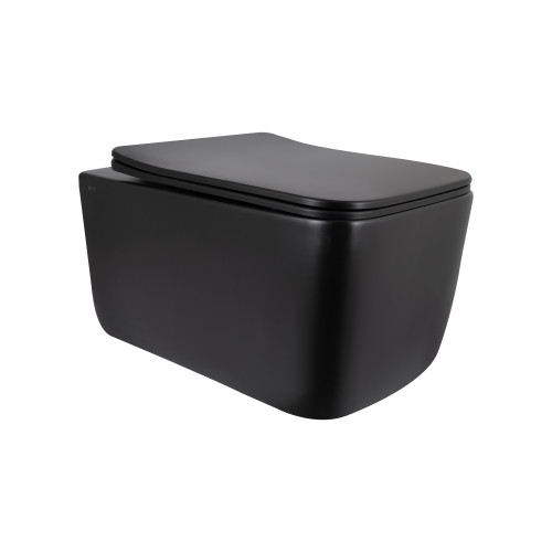 Унітаз підвісний Qtap Gemini Ultra Quiet 485×340×350 мм, Matt Black, з сидінням Slim Duroplast / Soft-close / Quick Release QTGEM28BLM50505
