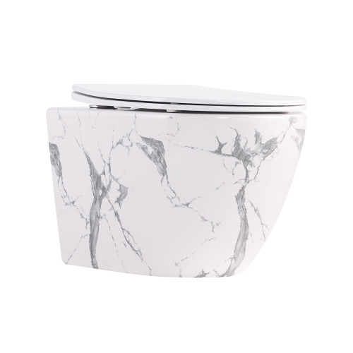 Унітаз підвісний Robin Ultra Quiet 490×365×325 мм, Marble, з сидінням Slim Duroplast / Soft-close / Quick Release QT13332381АSMR Qtap