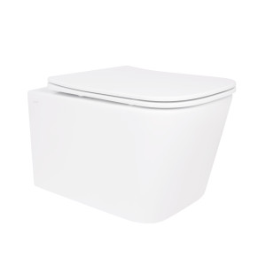 Унітаз підвісний Crow Rimless 485х340х330 мм, White, з сидінням Slim Duroplast/ Soft-close/ Quick Release QT05335171RW Qtap