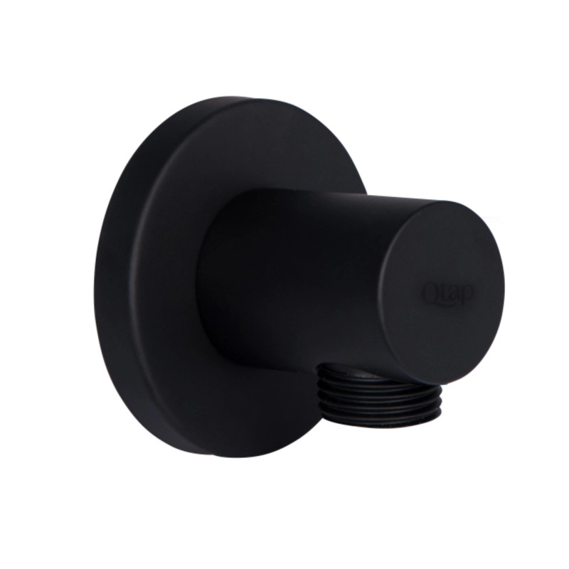 Акционный набор Qtap 1+1=3: Подключение для шланга Spojeni Matt Black, округлое QTCRBB030