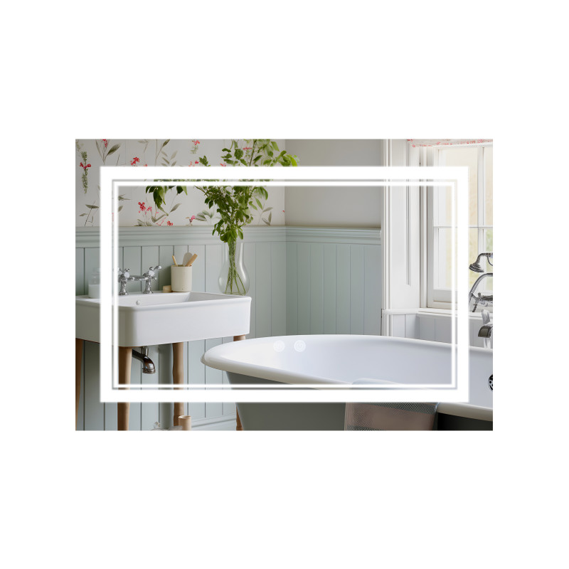 Зеркало Qtap Cardinal (CA1) 800х600 с LED-подсветкой Touch, с антизапотеванием, с диммером, рег. темп. цвета (3000-6500K) QT0478C8060