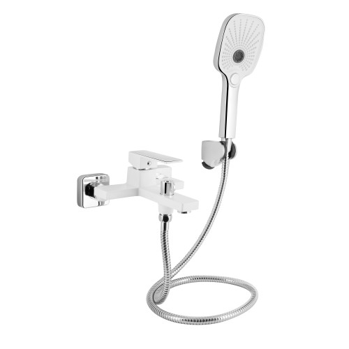 Смеситель для ванны Qtap Gemini (c душевым гарнитуром) QTGEM259CRW45683 Chrome/White