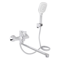 Смеситель для ванны Qtap Grand с поворотным изливом (c душевым гарнитуром) QTGRACRM005 Chrome