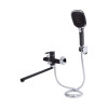 Смеситель для ванны Qtap Grand с поворотным изливом (c душевым гарнитуром) QTGRABCR005 Chrome/Black — фото3