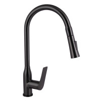Смеситель для кухни Qtap Vlasta New с выдвижным изливом QTVLA344GMB45647 Gunmetal Black PVD
