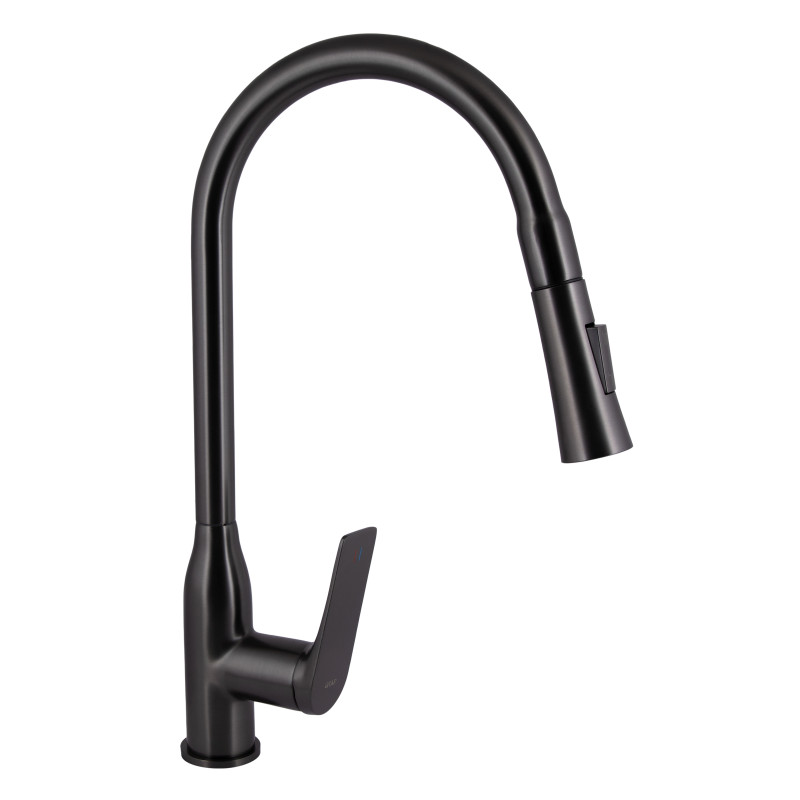 Смеситель для кухни Qtap Vlasta New с выдвижным изливом QTVLA344GMB45647 Gunmetal Black PVD