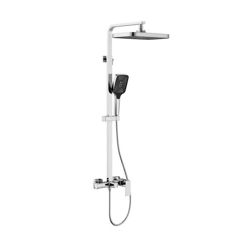 Душова система для кабіни Qtap Capricorn на три споживачі (з виливом) 53103KNC Chrome