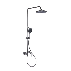 Душова система універсальна Qtap Gemini на три споживачі (з виливом) QTGEM111GMB45688 Gunmetal Black PVD