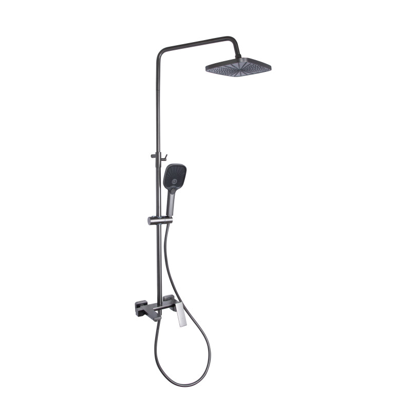 Душова система універсальна Qtap Gemini на три споживачі (з виливом) QTGEM111GMB45688 Gunmetal Black PVD