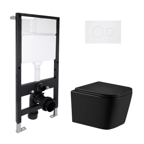 Готове рішення Qtap для ванної кімнати: підвісний унітаз Crow Ultra Quiet 485x340x290 + комплект інсталяції Standard (кругла клавіша White)