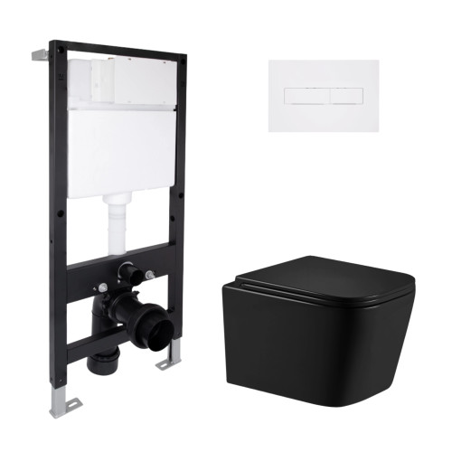 Готове рішення Qtap для ванної кімнати: підвісний унітаз Crow Ultra Quiet 485x340x290 + комплект інсталяції Standard (лінійна клавіша White)