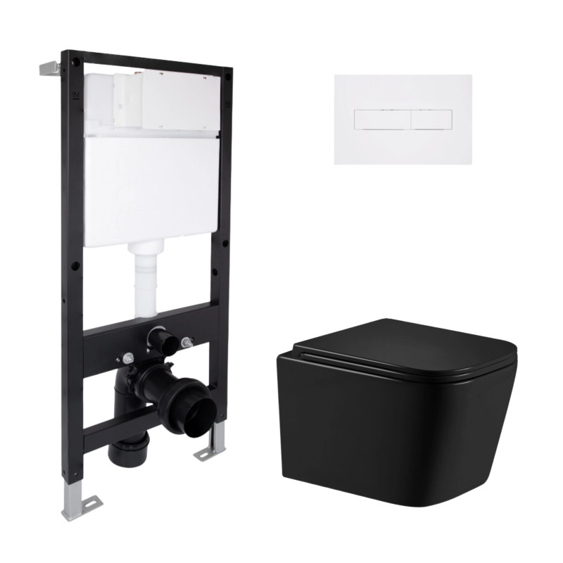 Готове рішення Qtap для ванної кімнати: підвісний унітаз Crow Ultra Quiet 485x340x290 + комплект інсталяції Standard (лінійна клавіша White)
